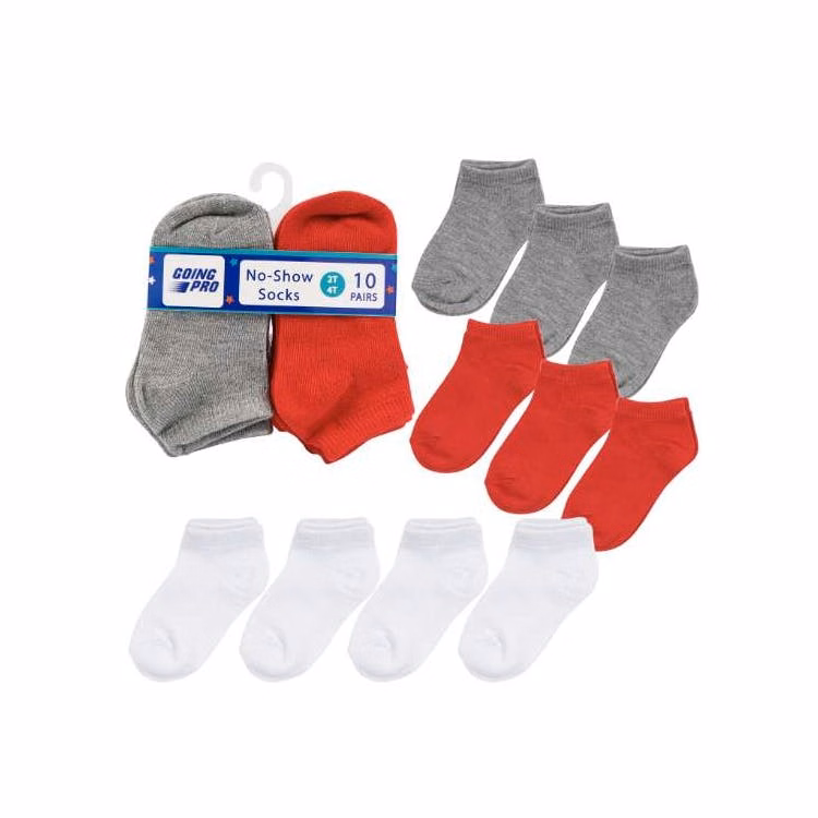 Boys' No-Show Socks - Assorted 2T-4T 10 Pk