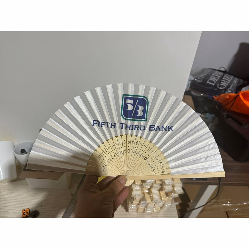 Folding Polyester Bamboo Hand Fan