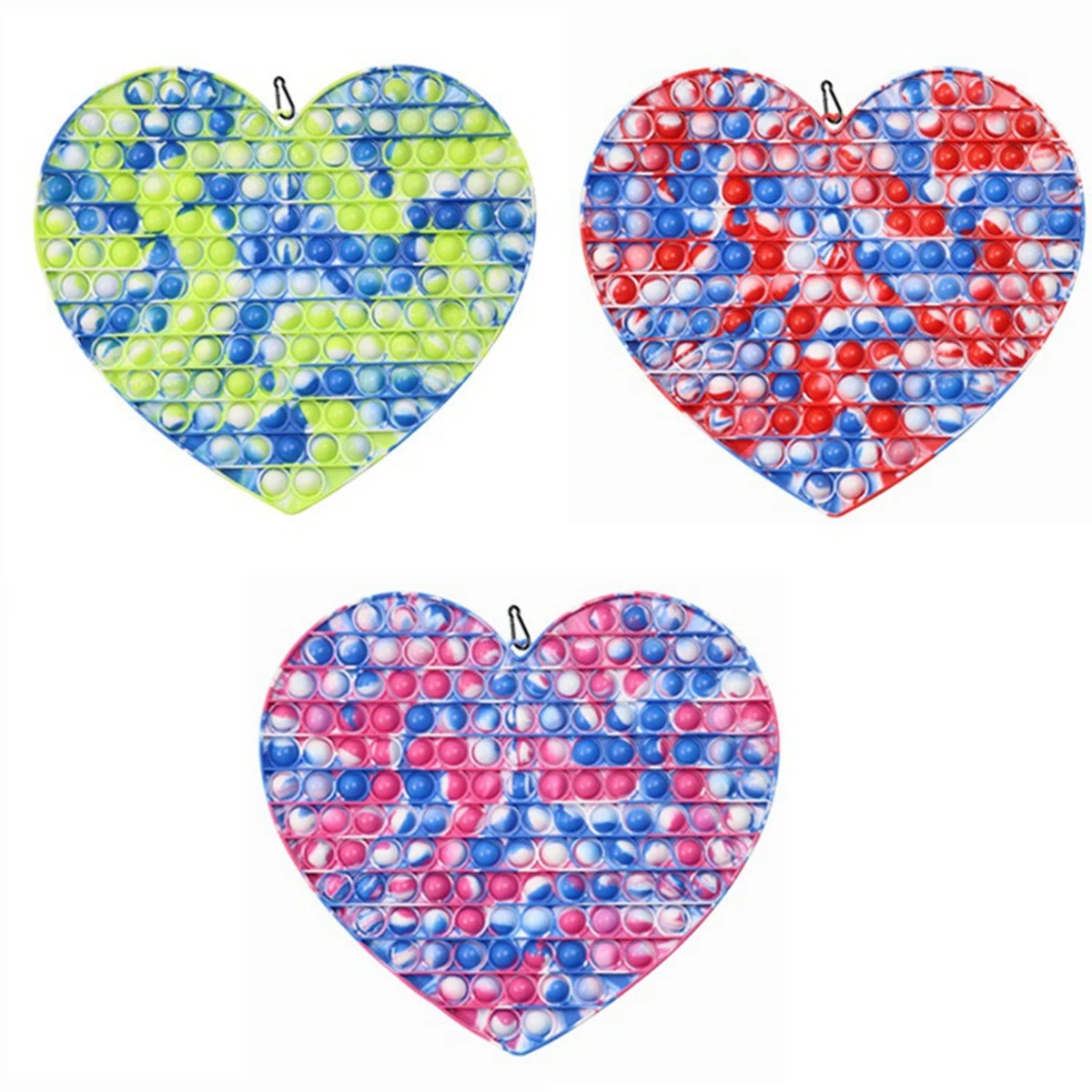 Heart Shape Large Size Camouflage Push Pop Bubble Fidget Toy 1