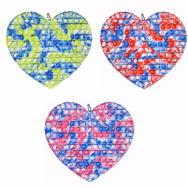 Heart Shape Large Size Camouflage Push Pop Bubble Fidget Toy
