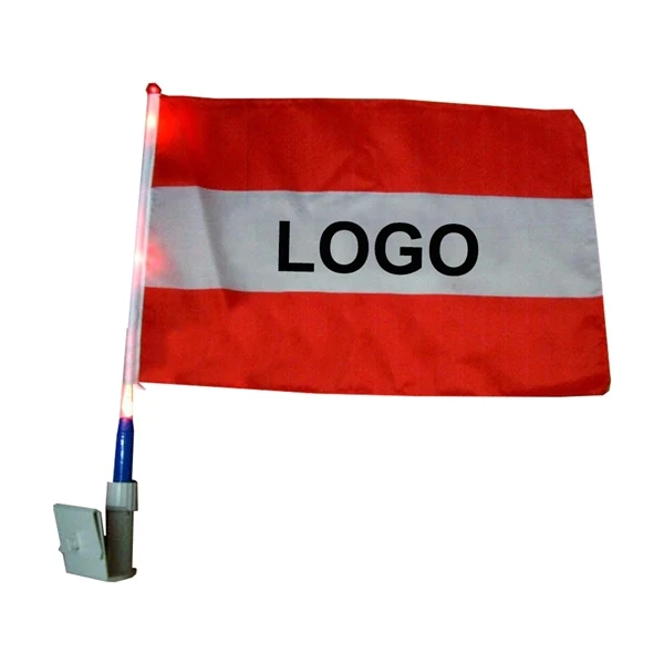 Custom 8" x 12" Polyester LED Car Flag with Clip — Automotive Window Patriotic Banner 1