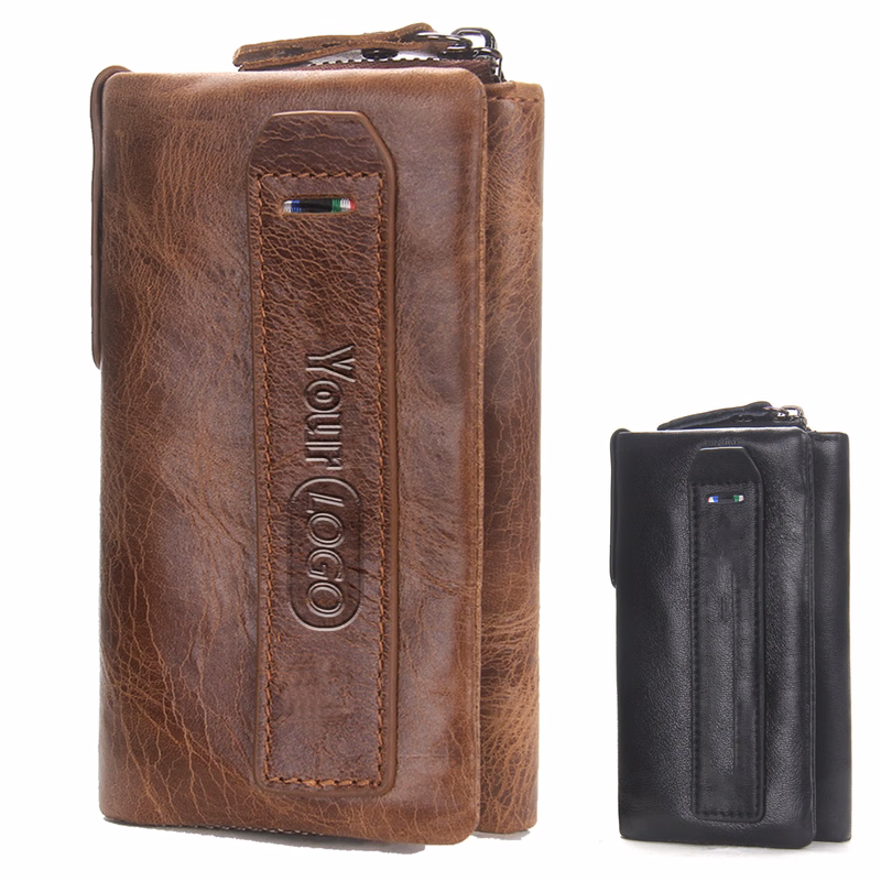 Leather High-capacity Key Holder Wallet Men Coffee Black