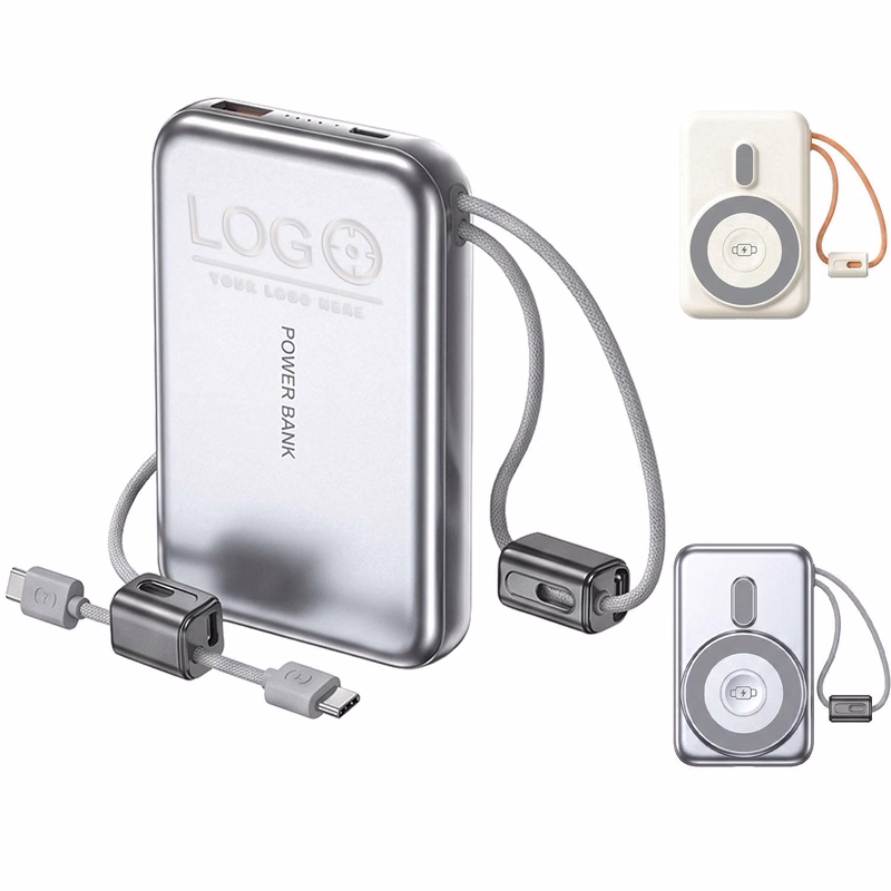 10000mAh Magnetic 3-in-1 Power Bank with Built-in Cable