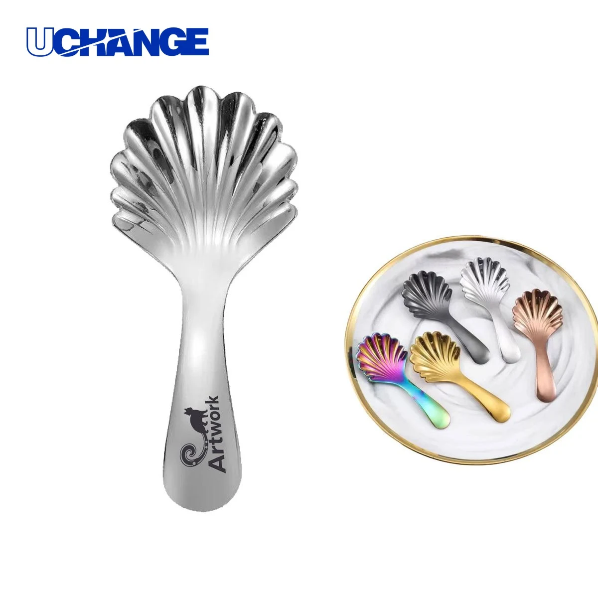 Rainbow Shell Spoon Short Handle Tool 1