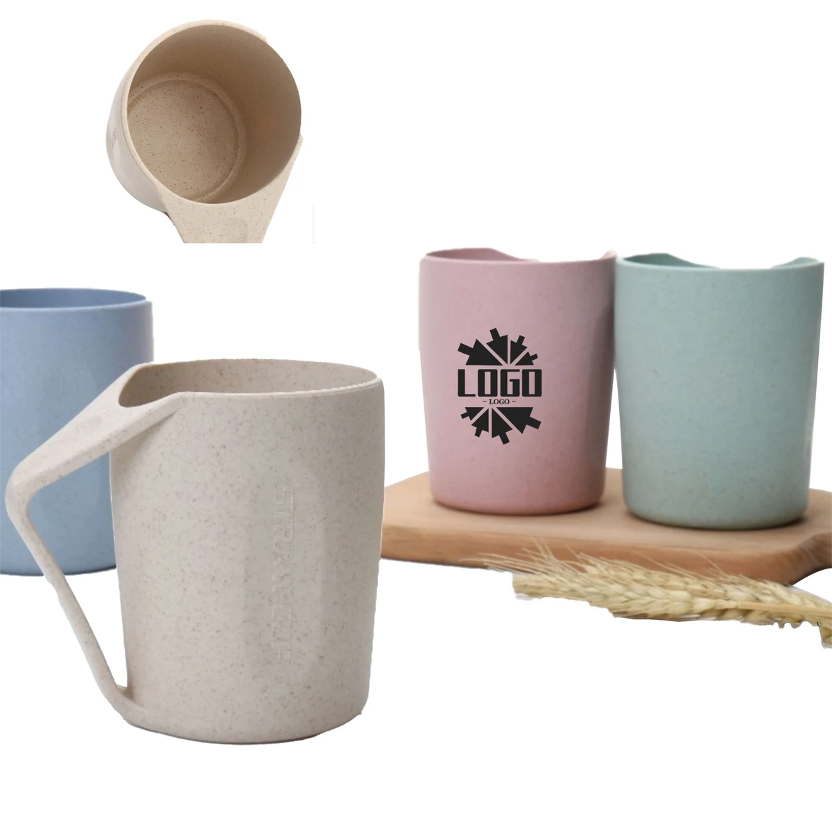 Natural Wheat Straw Mouthwash Cup Plasticizer Free Material 1