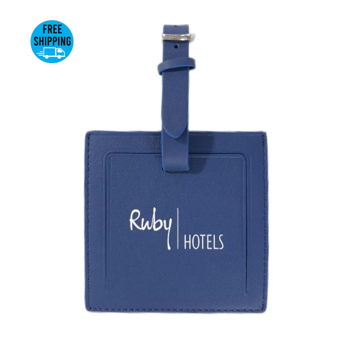Square Genuine Leather Luggage Bag Tags 1
