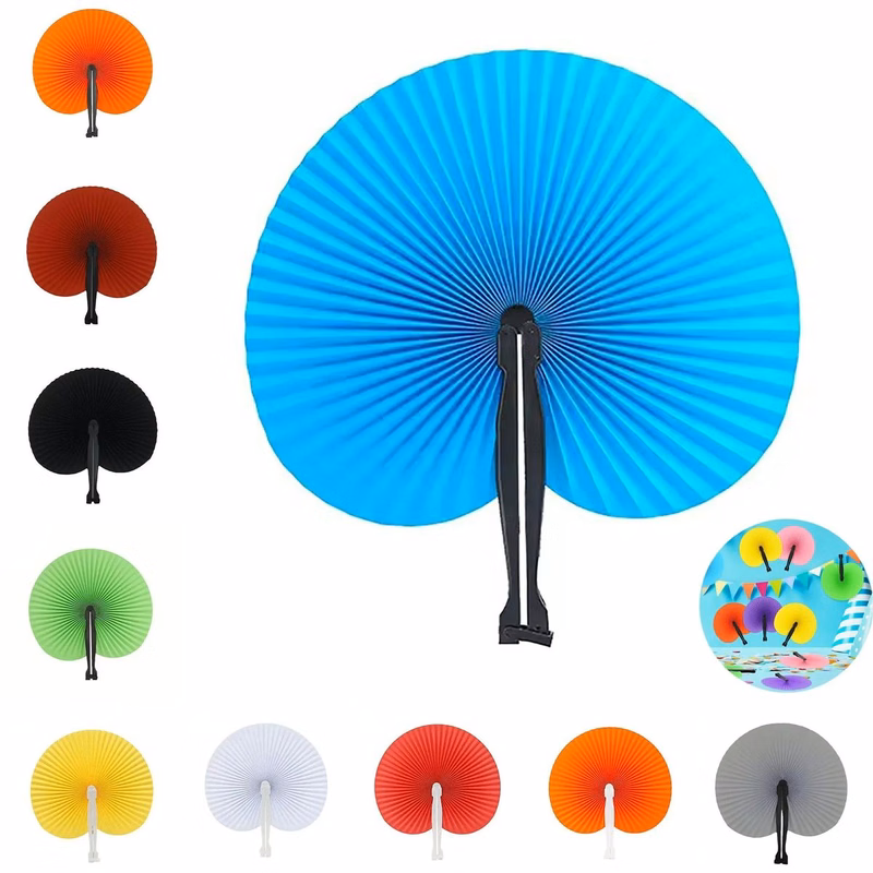 Paper Hand Fans Round Colorful
