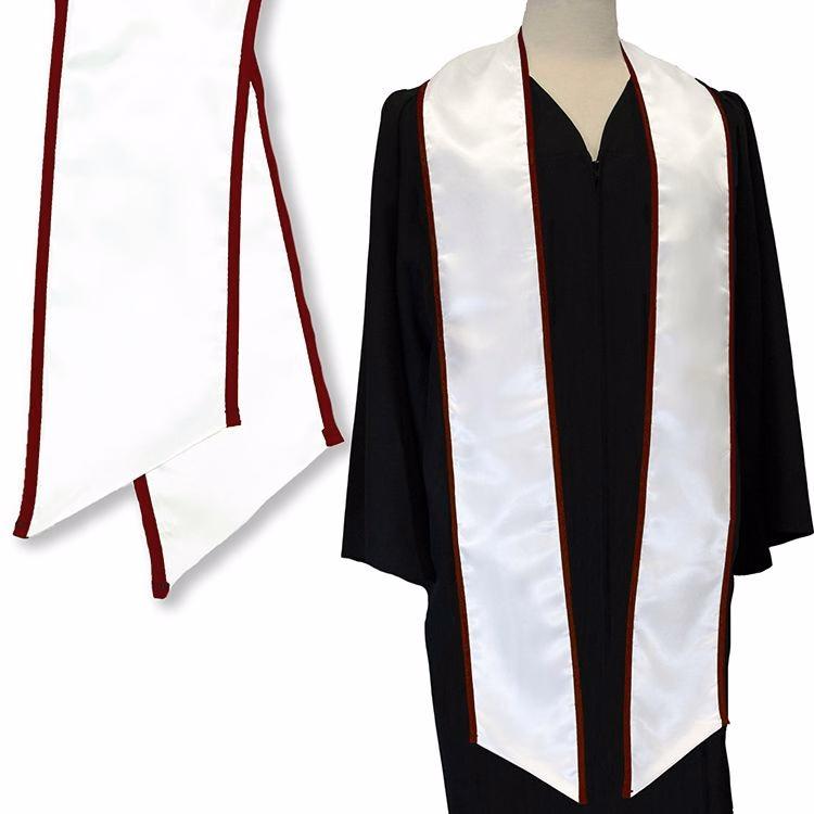 White Graduation Sash with Maroon Binded Edge