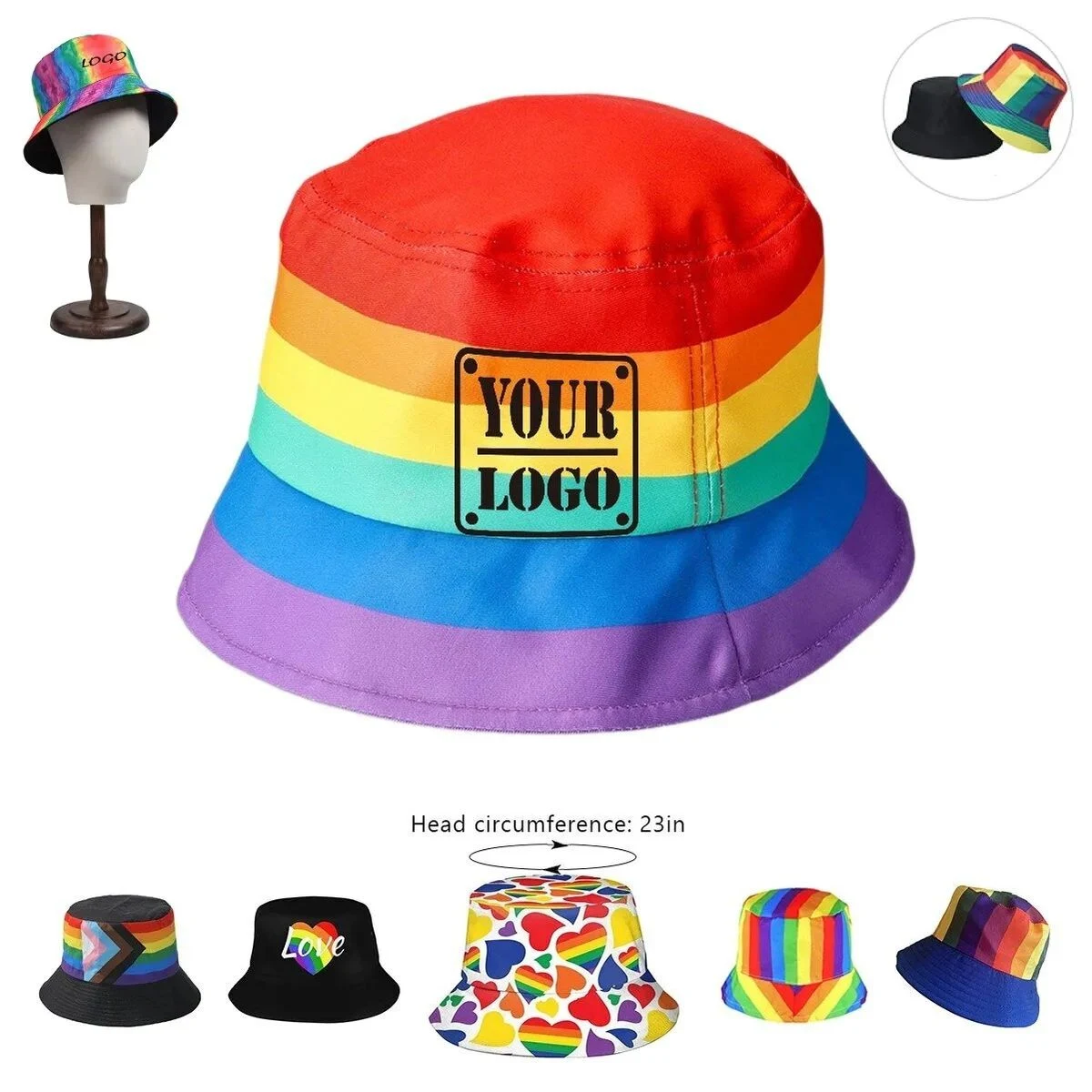 Rainbow Bucket Hat Headwear 1