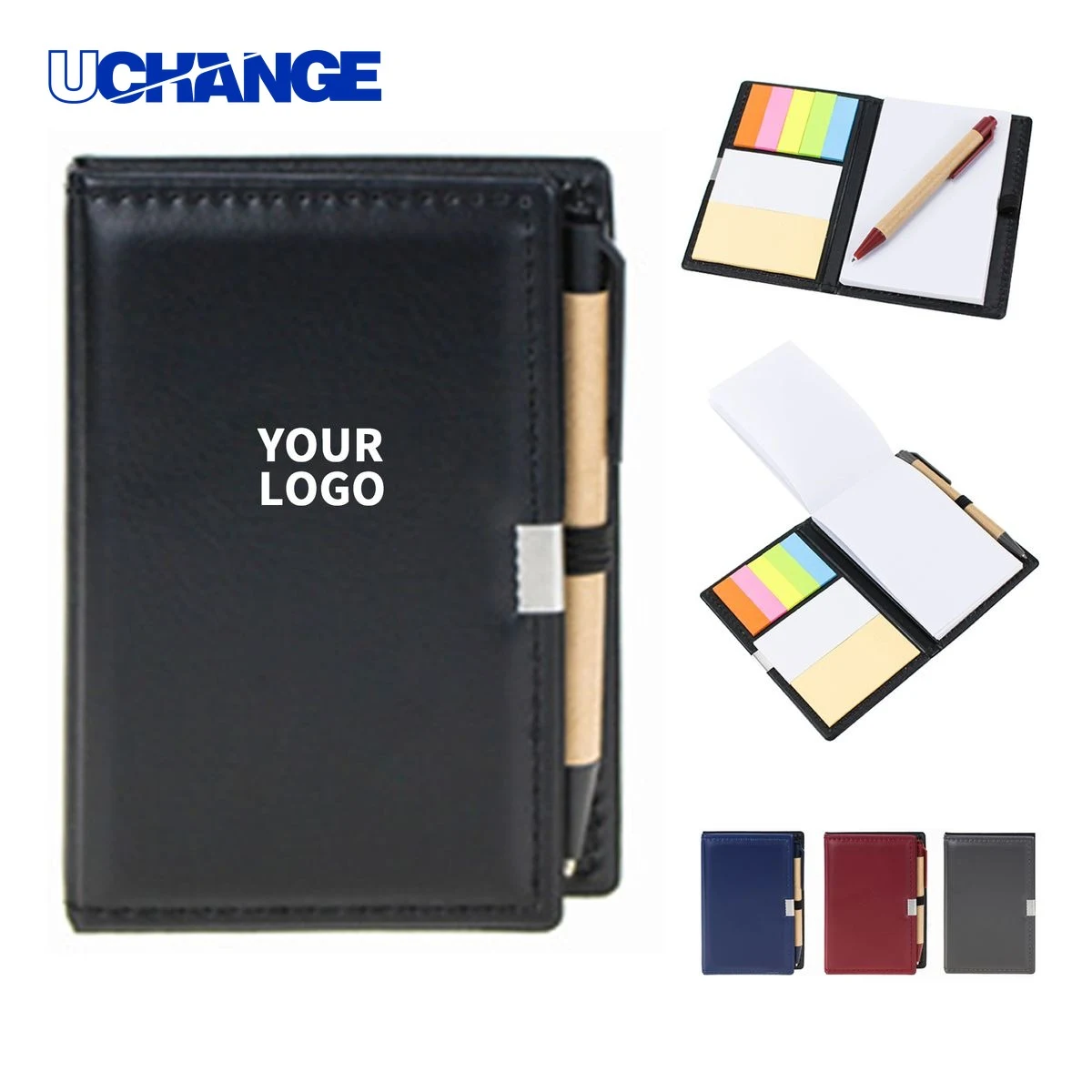 PU Cover Note Set Kit with Sticky Page and Writing Pen 5.2" x 3.6" x 0.4" 1