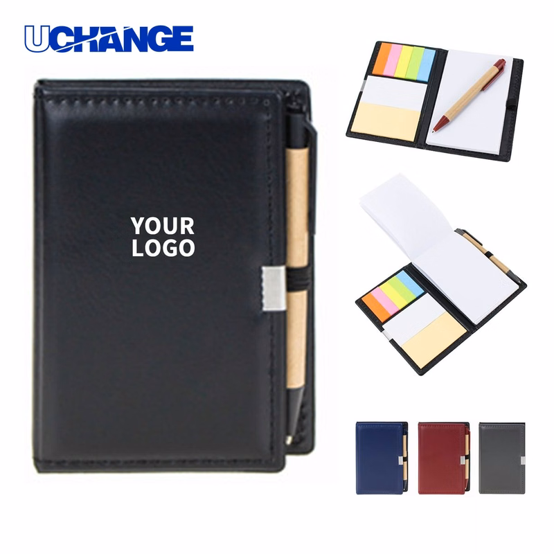 PU Cover Note Set Kit with Sticky Page and Writing Pen 5.2" x 3.6" x 0.4"