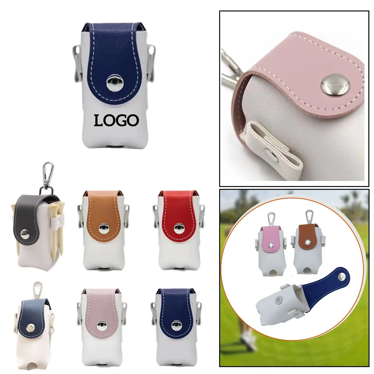 Portable PU Leather Golf Ball Bag 1