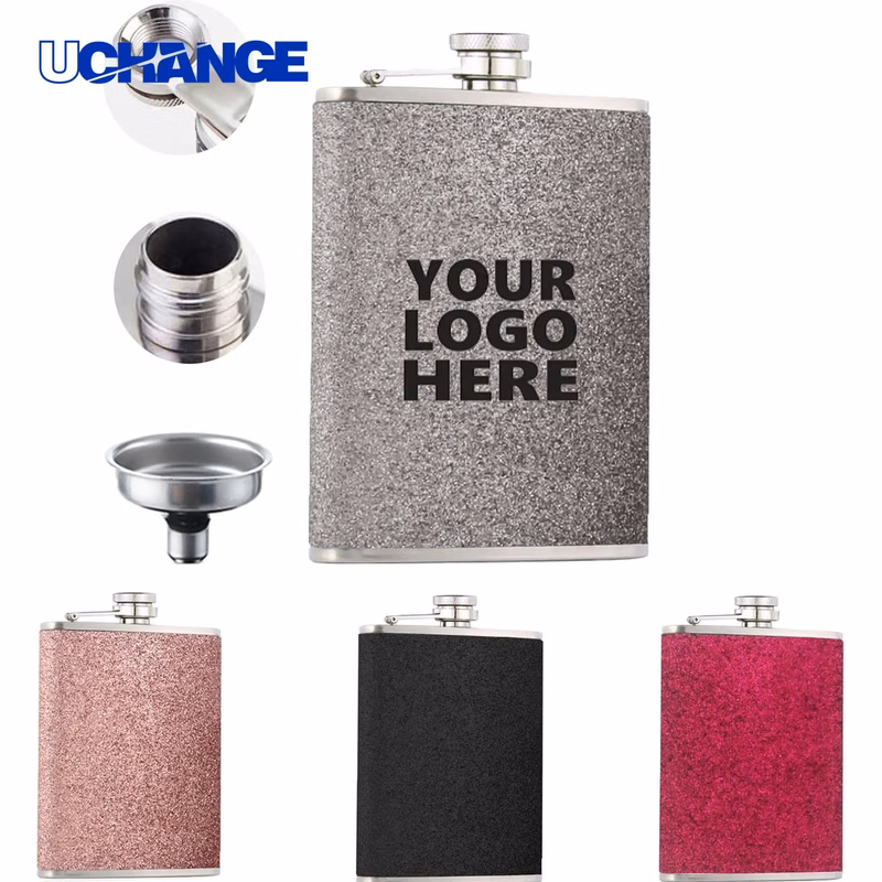 Shiny Stainless Steel Flask Container with Funnel (8OZ)