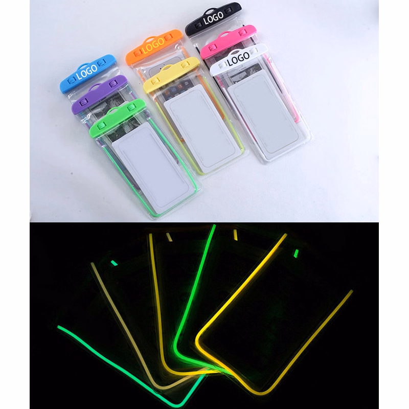 ABS Clip and PVC Waterproof Phone Pouch with Luminous Function and Nylon Rope