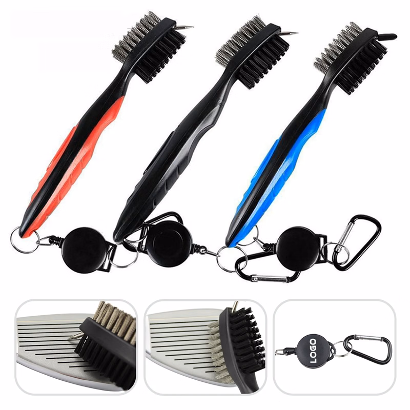 3 in 1 Golf Club Cleaning Brush with Retractable Aluminum Ca