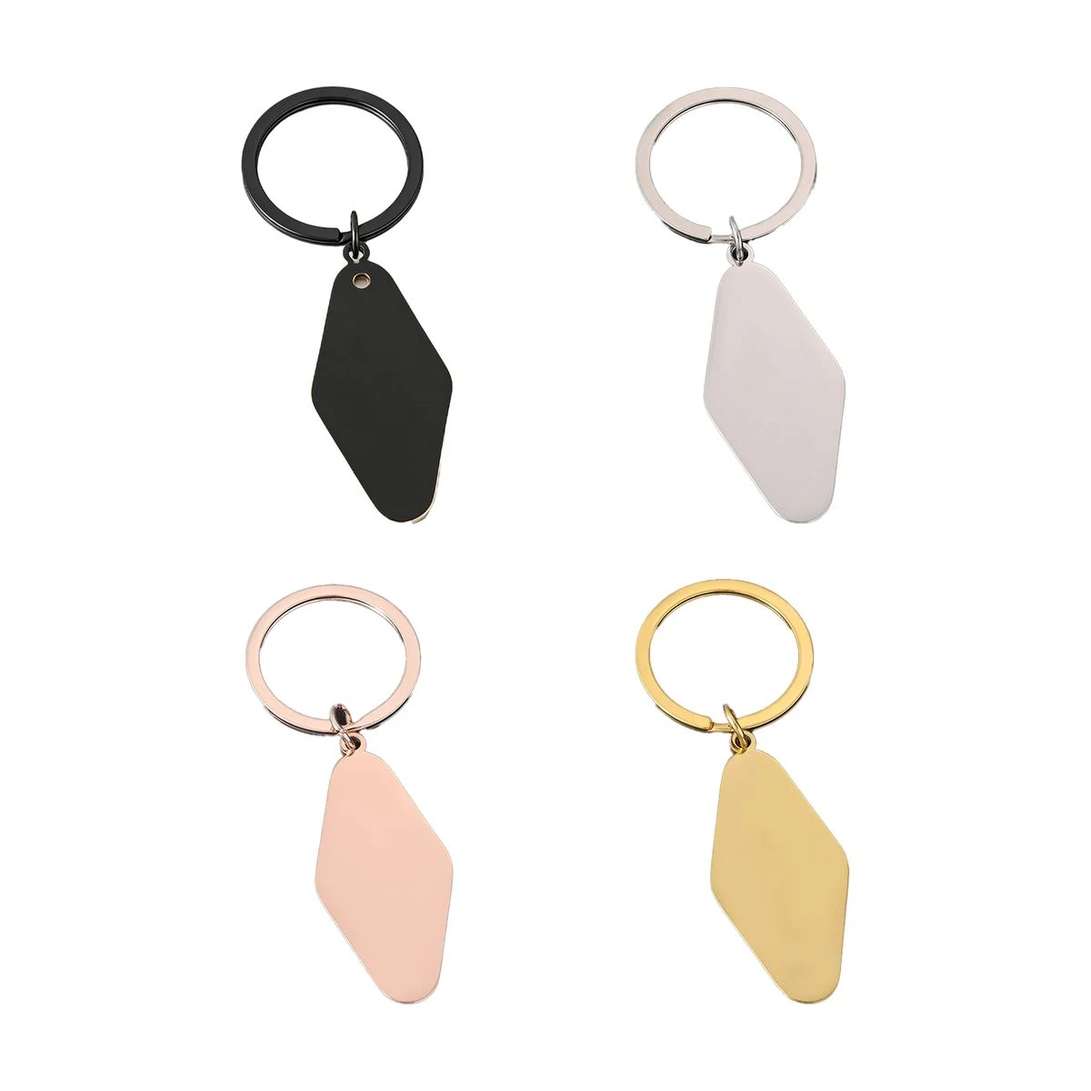 Geometric Stainless Nameplate Keychain 1