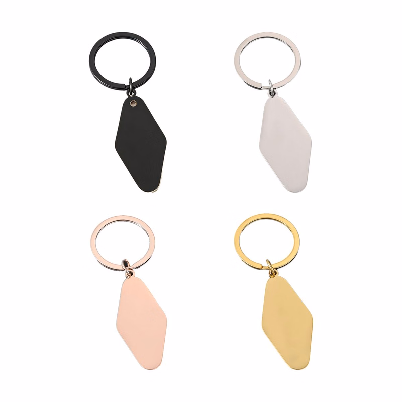 Geometric Stainless Nameplate Keychain