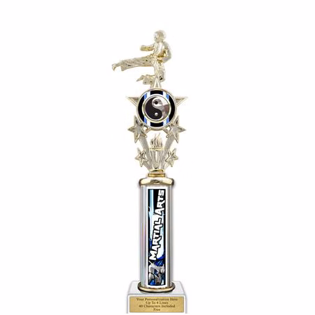 Trophy, 20" Action Matrix Blue Martial Arts 1 colu