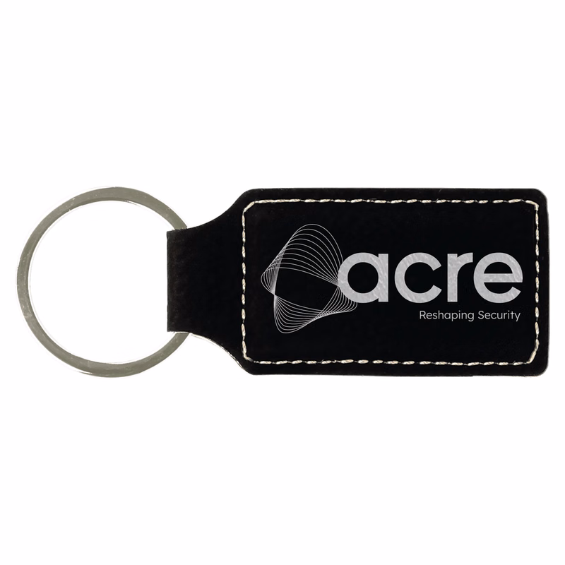 Black/Silver Leatherette Rectangle Keychain
