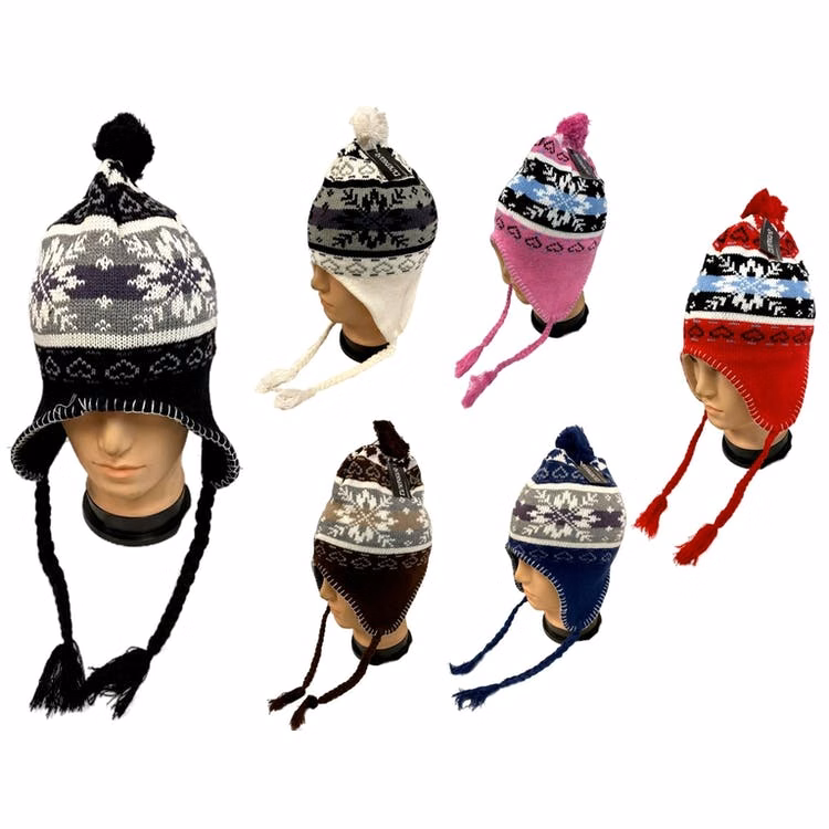 Snowflake Knit Winter Hats - Assorted