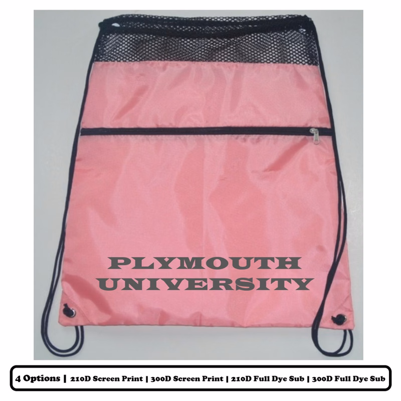 Sublimation Mesh-Top Polyester Drawstring Bag w/