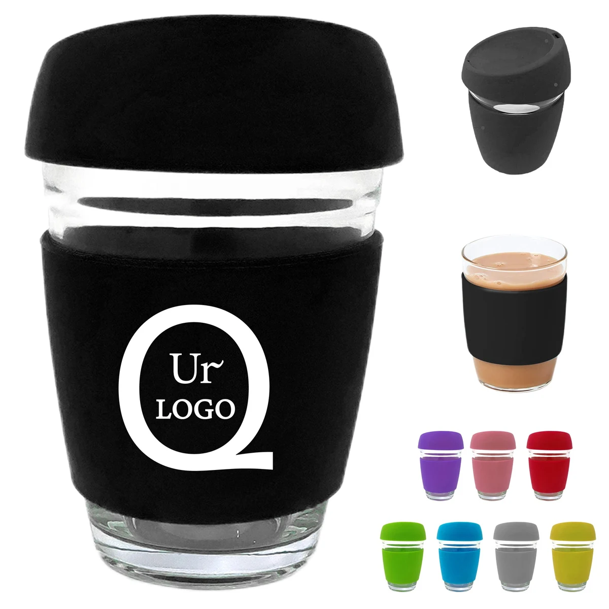 12Oz Travel Glass Cup W/ Sleeve 1