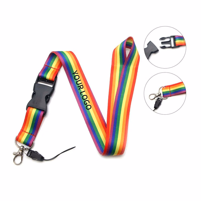 Polyester Rainbow Lanyard for Phones and Passes