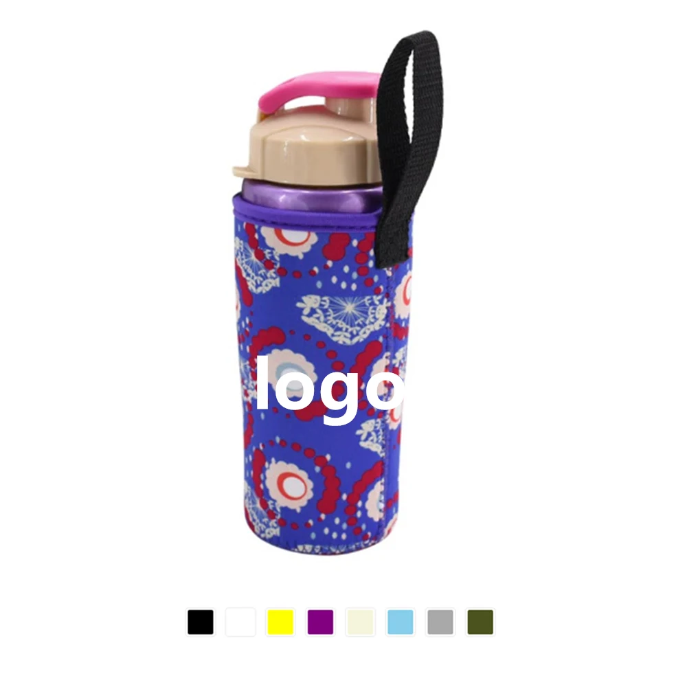 Neoprene Water Bottle Coolie With Handle, custom koozie with logo imprint 1