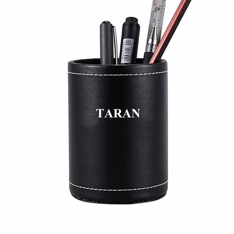Round Leather Pen Cup