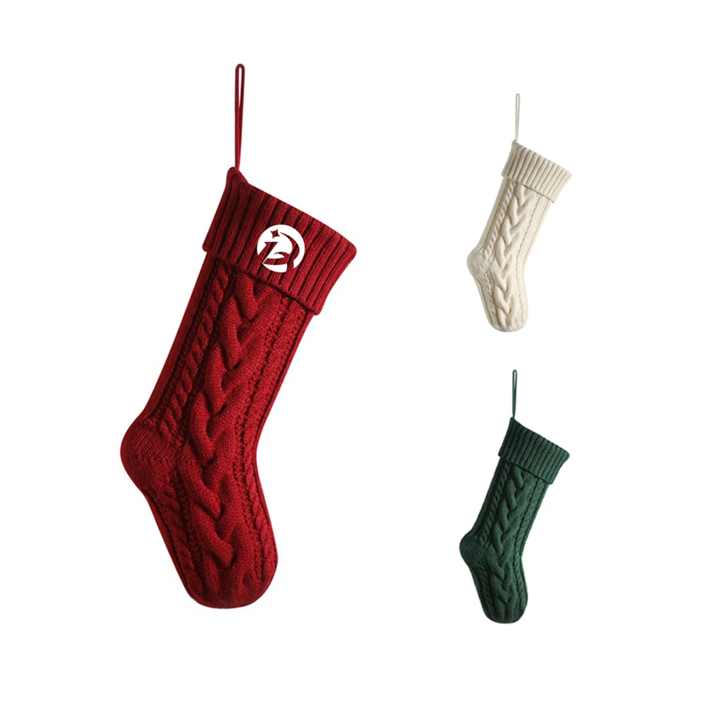 Christmas Stockings Cable Knitted 18 Inch Large Size 1