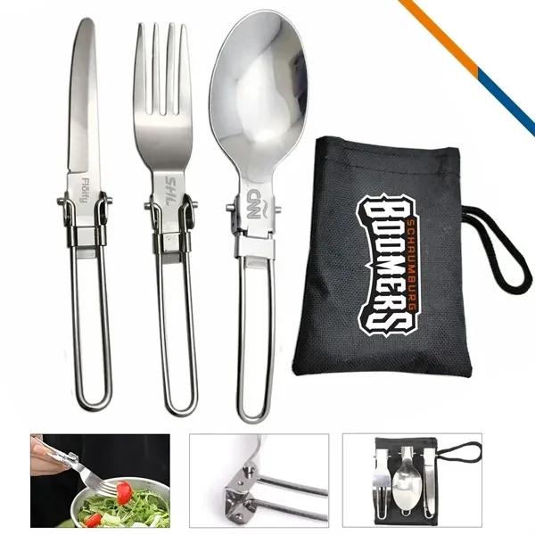 Custom Stainless Steel Foldable Flatware Set with Case — Travel & Camping Gift 1