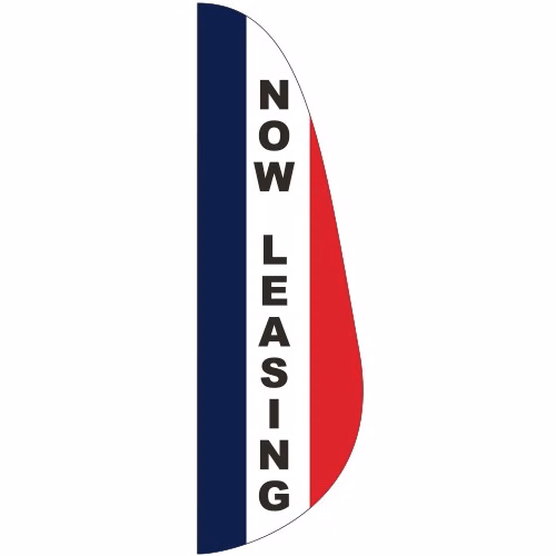 "NOW LEASING" 3' x 10' Message Feather Flag