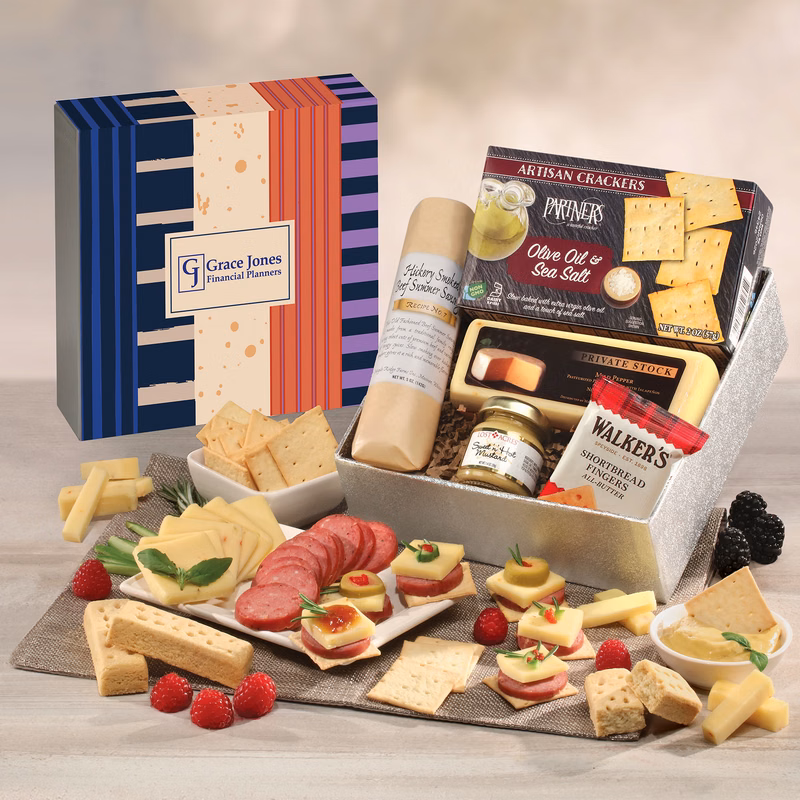 Shelf Stable Snack Lover's Gift Box with Stripes & Splatter Sleeve