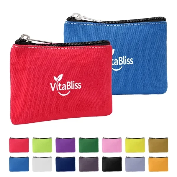 Custom Canvas Zipper Coin Pouch 5x3.3 inches — Daily Organizer Promotional Gift 1