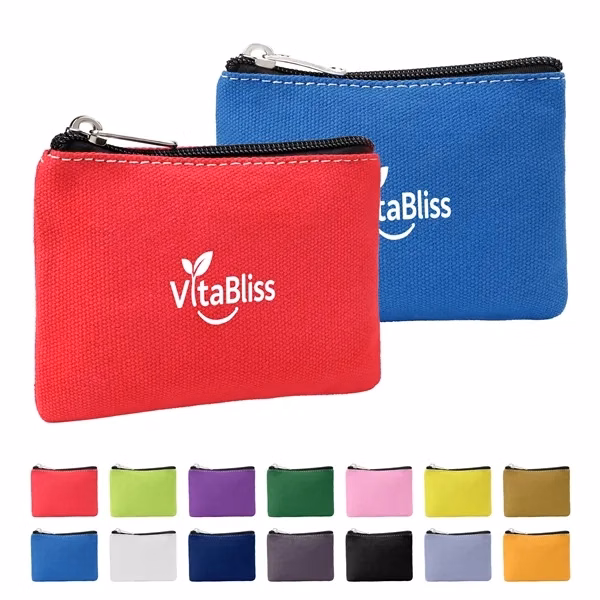 Custom Canvas Zipper Coin Pouch 5x3.3 inches — Daily Organizer Promotional Gift