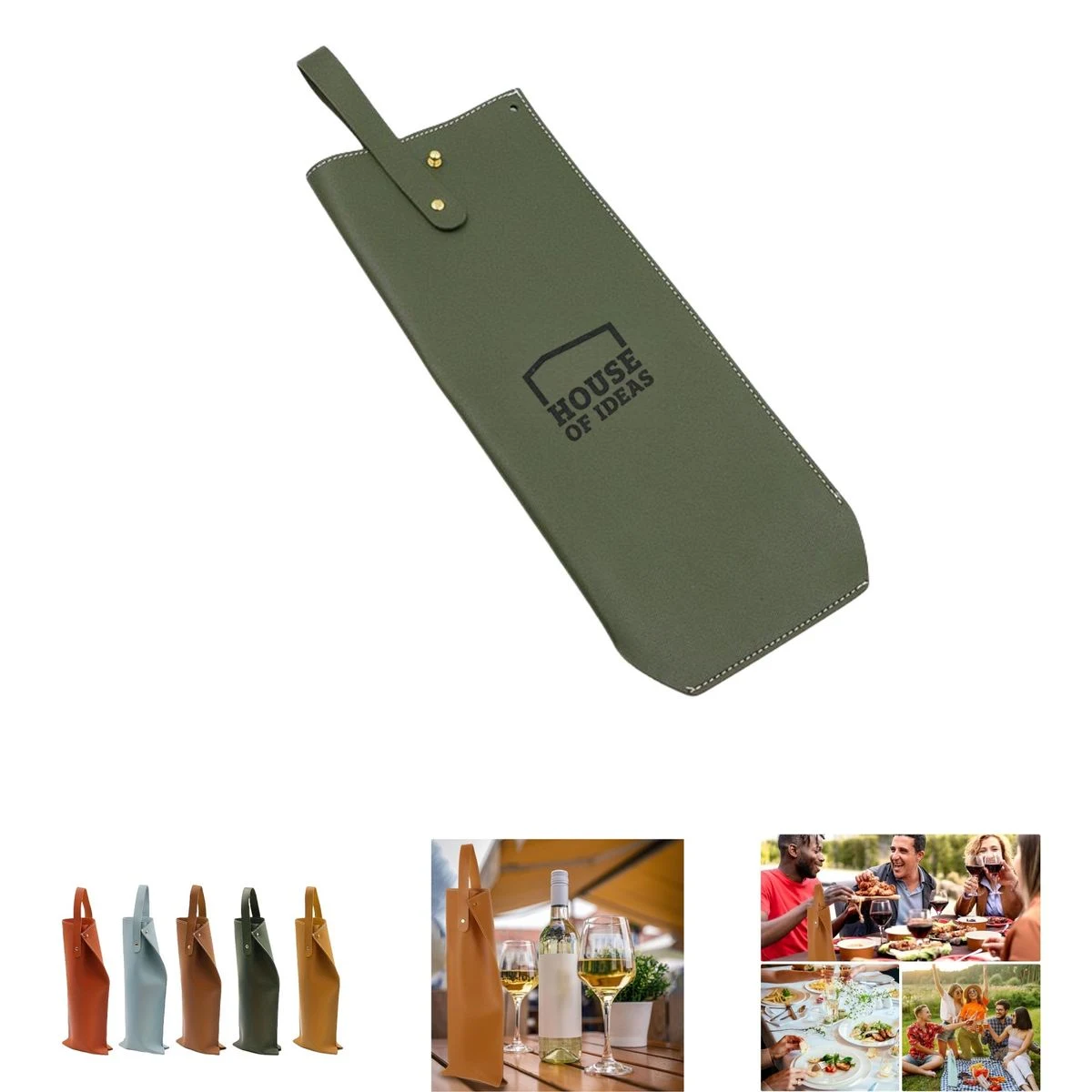 Reusable PU Leather Wine Tote Bag with Handle 1