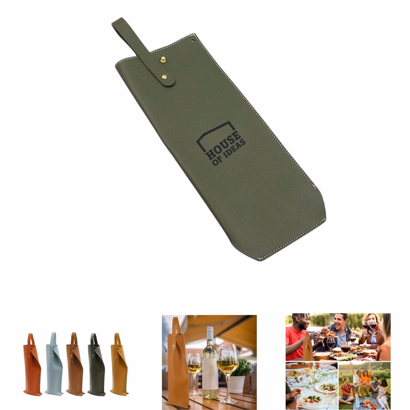 Reusable PU Leather Wine Tote Bag with Handle