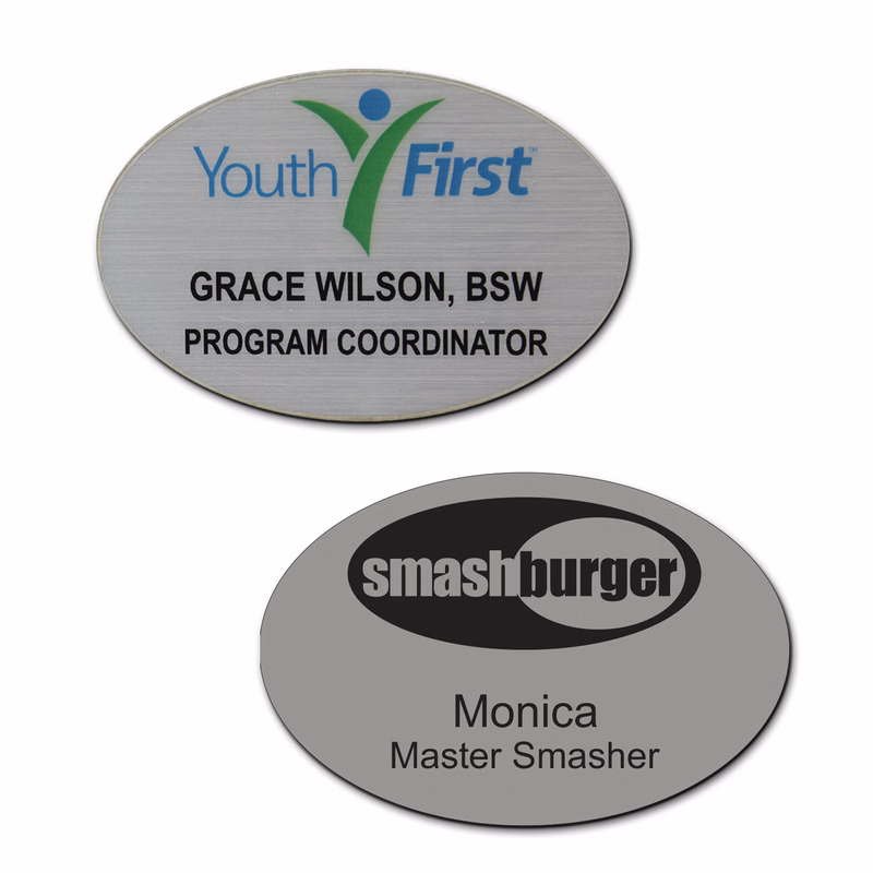2" X 3" Full Color Plastic Oval Name Badge