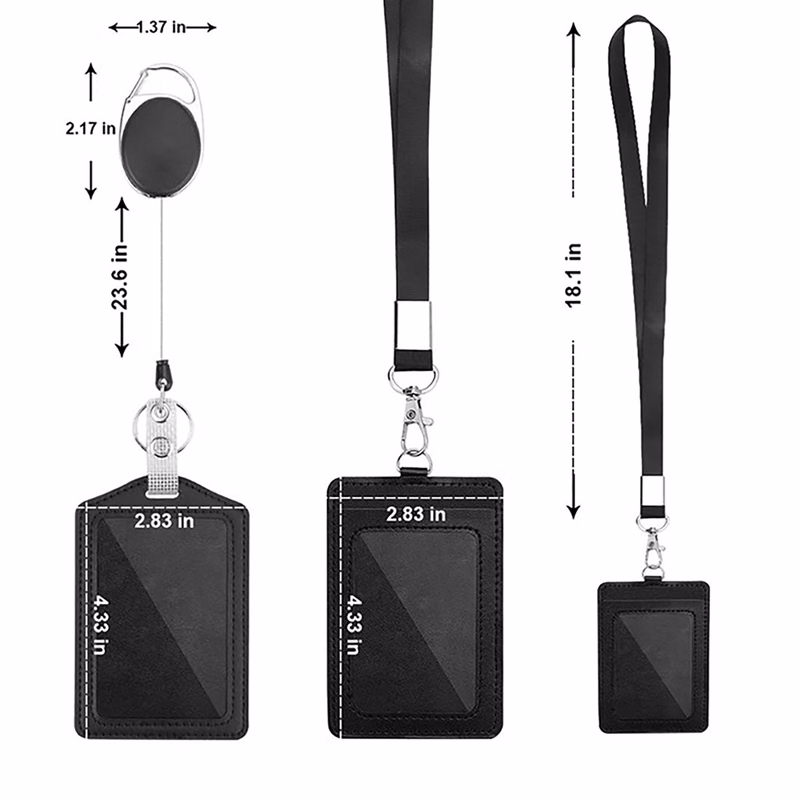 2 Packs Vertical Pu Leather And Id Badge Card Holder