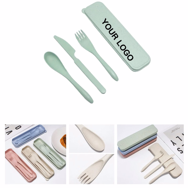 Reusable Wheat Straw Cutlery Set for Outdoor Dining