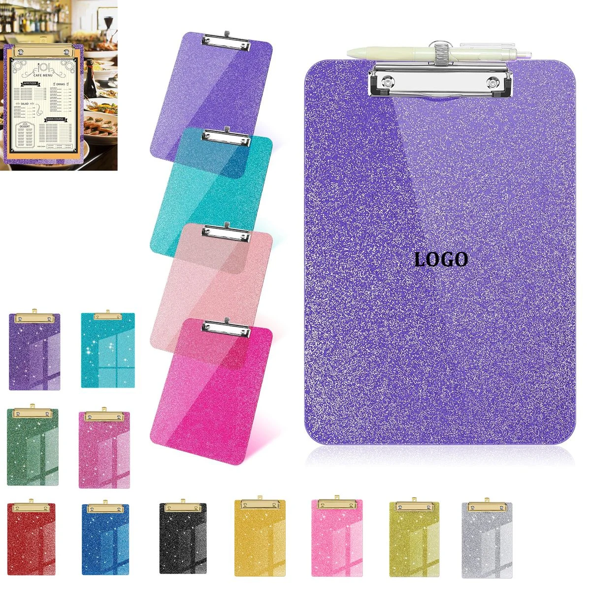 Plastic Clear Glitter Clipboard 1