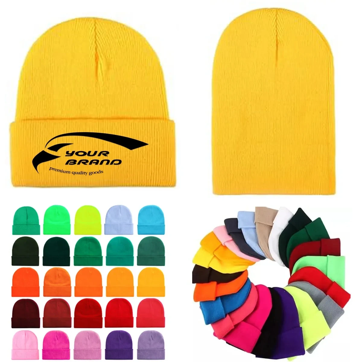 Unisex Lined Knit Beanie Hat Slouchy Warm Winter Cap 1