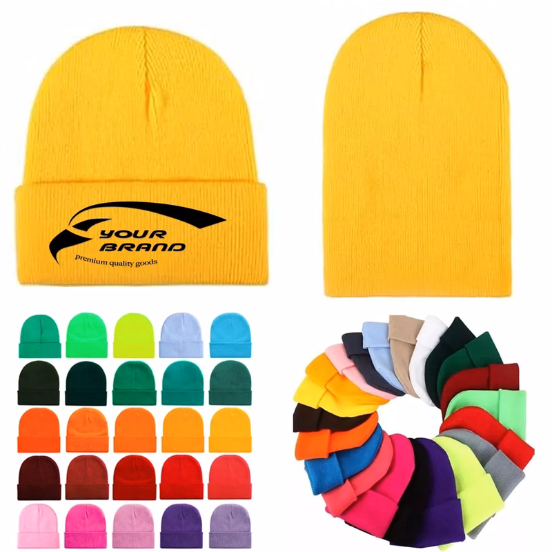Unisex Lined Knit Beanie Hat Slouchy Warm Winter Cap