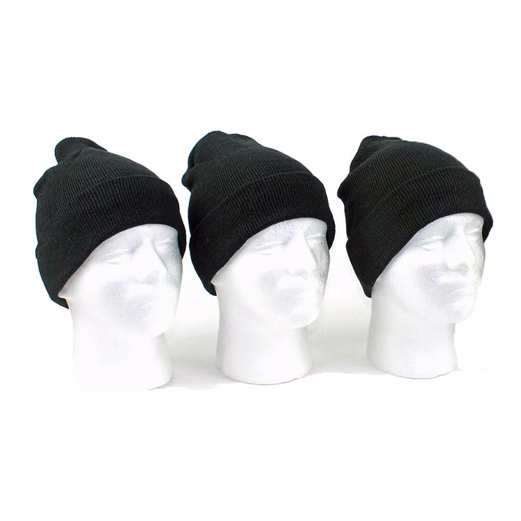 Adult Knit Hats - Black Cuffed
