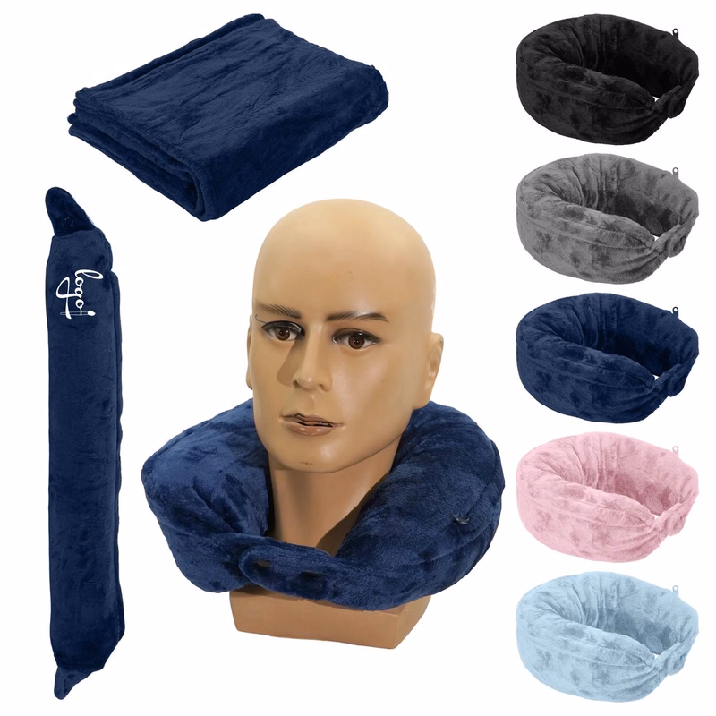 2-in-1 Foldable Travel Neck-Pillow & Blanket Set