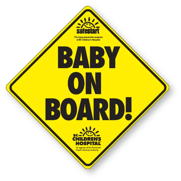Baby on Board Sign .008 Vinyl Decal Static Face, 5" x 5", Spot Colours 1