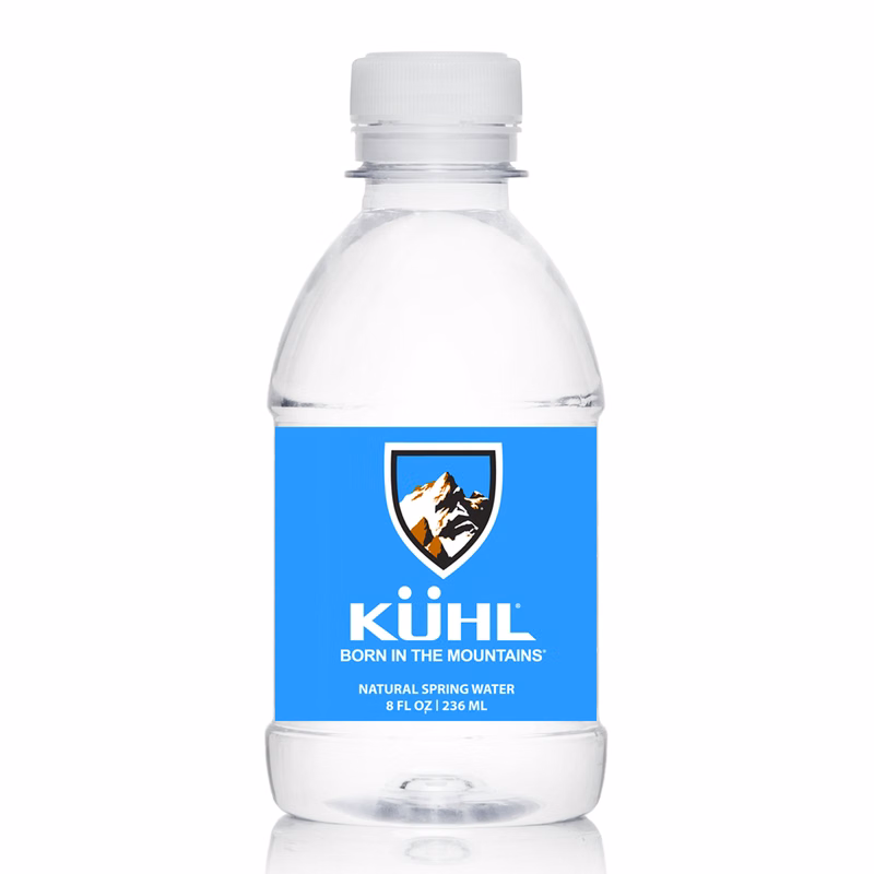 Purified, 8 oz. Plastic Water Bottle, Flat Cap