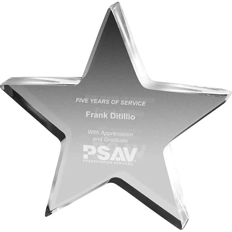 Clear Star Acrylic Paper Weight (5"x 5"x 3/4") Laser Engraved 1