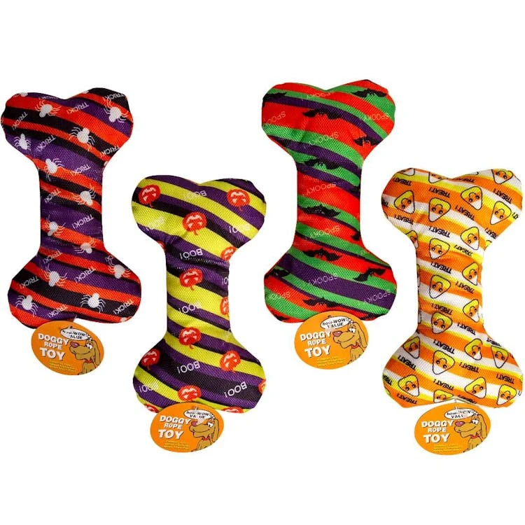 Halloween Dog Bone Canvas Toys - Assorted Prints 1