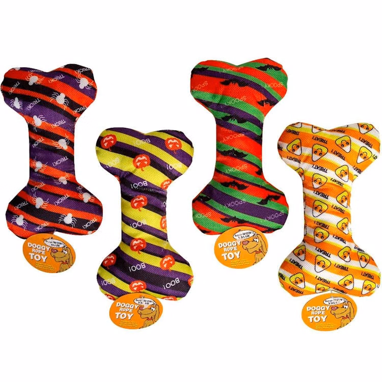 Halloween Dog Bone Canvas Toys - Assorted Prints